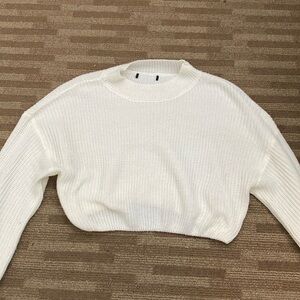 Cropped white sweater